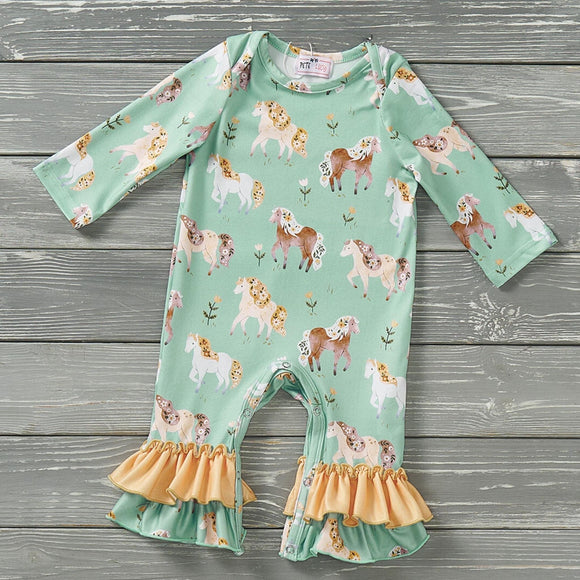 Pete + Lucy Happy Horse Romper, 0-3M, 3-6M, 6-9M, 9-12M, 12-18M