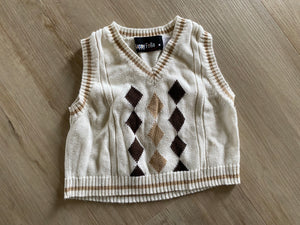 Cream Knitted Pullover Vest, 3T