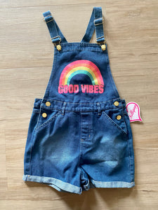 'Good Vibes' Denim Overalls, 14