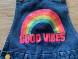 'Good Vibes' Denim Overalls, 14