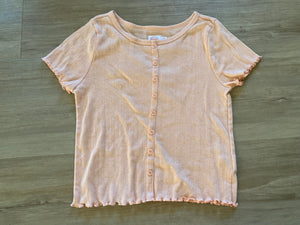 Wonder Nation Pink Button Tee, L(10-12)