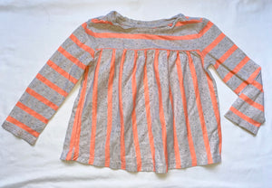 Cream, Peach Striped Tee, 4T