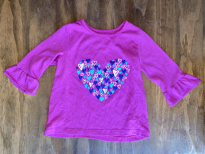 Heart 3/4 Sleeve Top, 3T