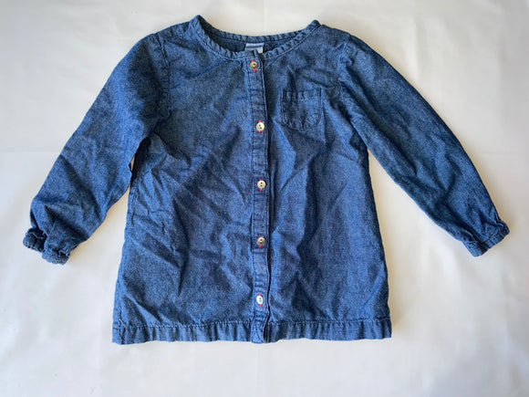 Faux Denim Loose Button Down, 2T