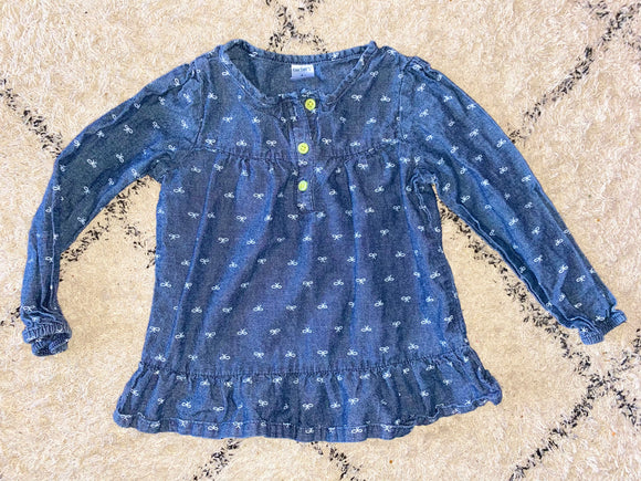 Denim Colored Bow Long Sleeve, 4T