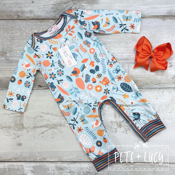 Birds & Blooms Romper, 3-6M