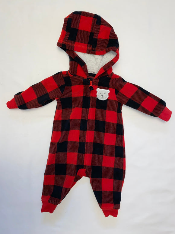 Fleece Buffalo Plaid Bodysuit, 3M