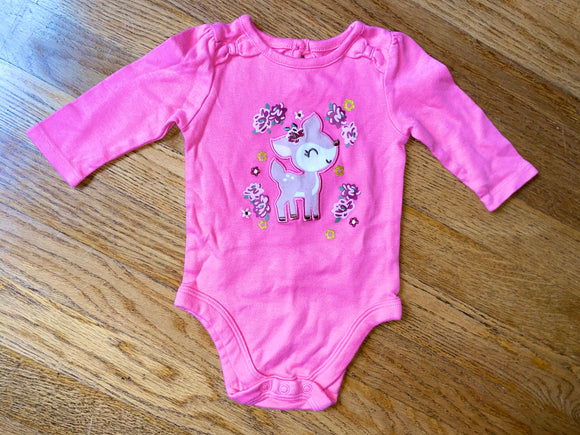 Pink Deer Onesie, 0-3M