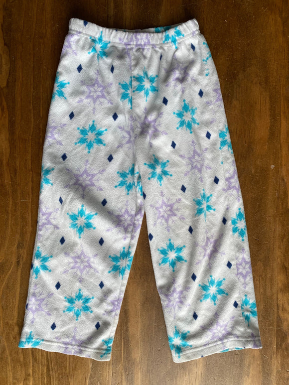 Snowflake Print Fleece Pajama Bottoms, 4T