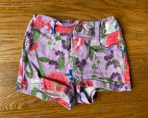 Purple Floral Jean Shorts, 12-18M