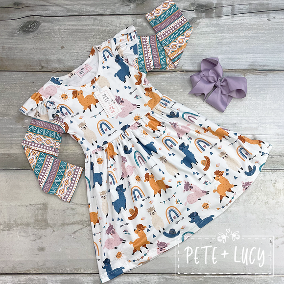 Llama Party Dress, 12-18M