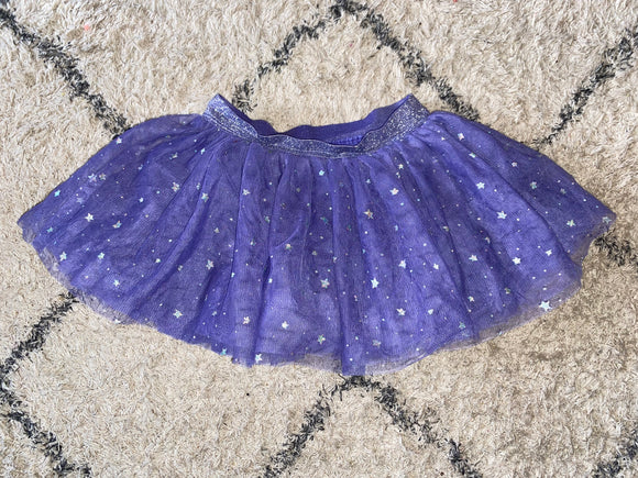 Purple, Silver Star Print Tulle Skirt, 2T