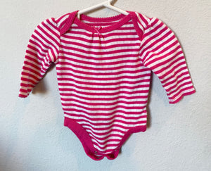 Dark Pink/White Striped Onesie, 0-3M