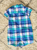 Blue Button Down Romper, 9M