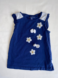 Navy, Flower Top, 3T