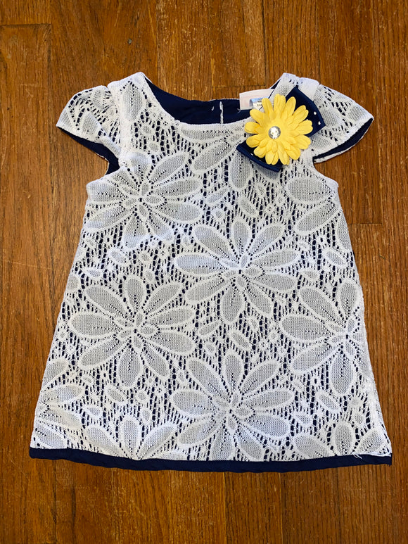 White Lace Flower Dress, 3T