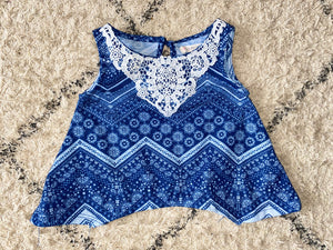 Blue Handkerchief Print Tank, 12M