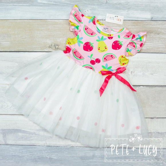 Fruit Galore Tulle Dress, 2T