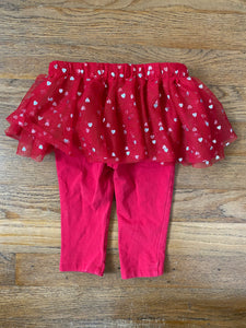 Heart Print Tutu Pants, 6-9M