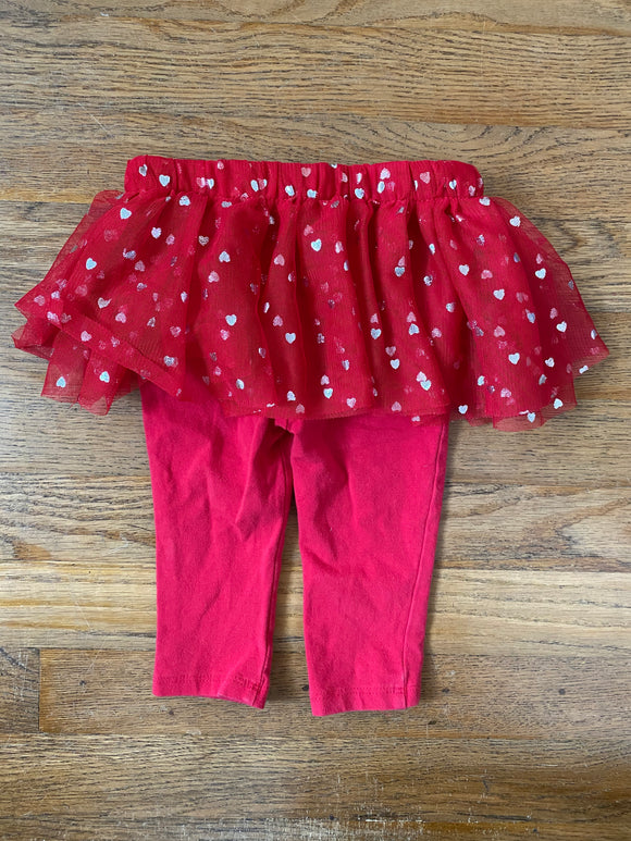 Heart Print Tutu Pants, 6-9M