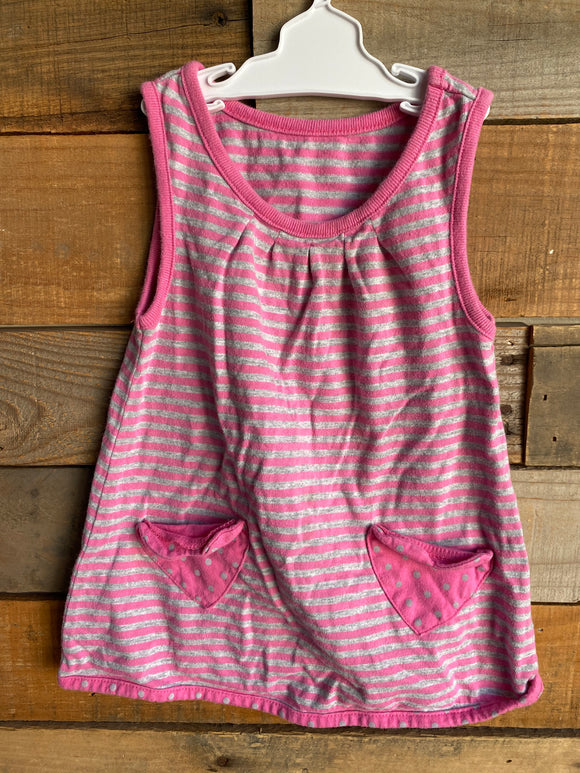 Pink/Grey Striped Dress, 12M