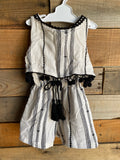 Cream/Black Romper, 0-3M