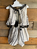 Cream/Black Romper, 0-3M