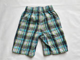 Green/Blue/White/Grey Plaid Pull-On Shorts, M(5/6)