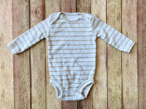 Striped Long Sleeve Onesie, 3M