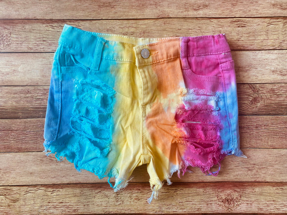 Rainbow Fringe Denim Shorts, 6/6X & 7/8