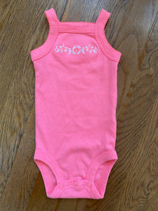 Neon Pink, Floral Tank Onesie, 3M