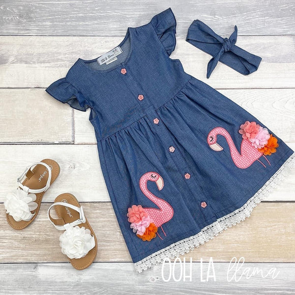 Springtime Flamingos Dress, 2T