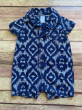 Navy/White Designed Romper, 6M