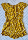 Yellow Floral Romper, L(10-12)