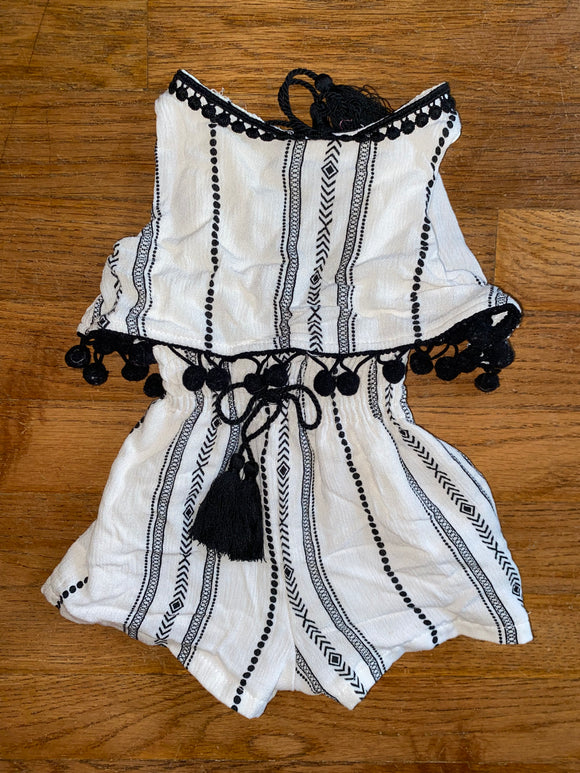 Cream/Black Romper, 0-3M