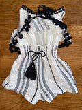 Cream/Black Romper, 0-3M