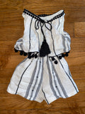 Cream/Black Romper, 0-3M