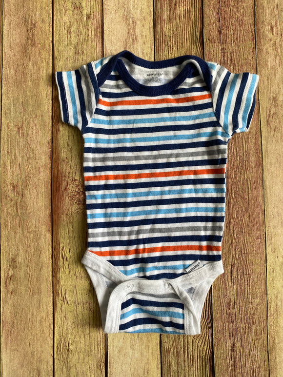 White Striped Gerber Onesie, 0-3M